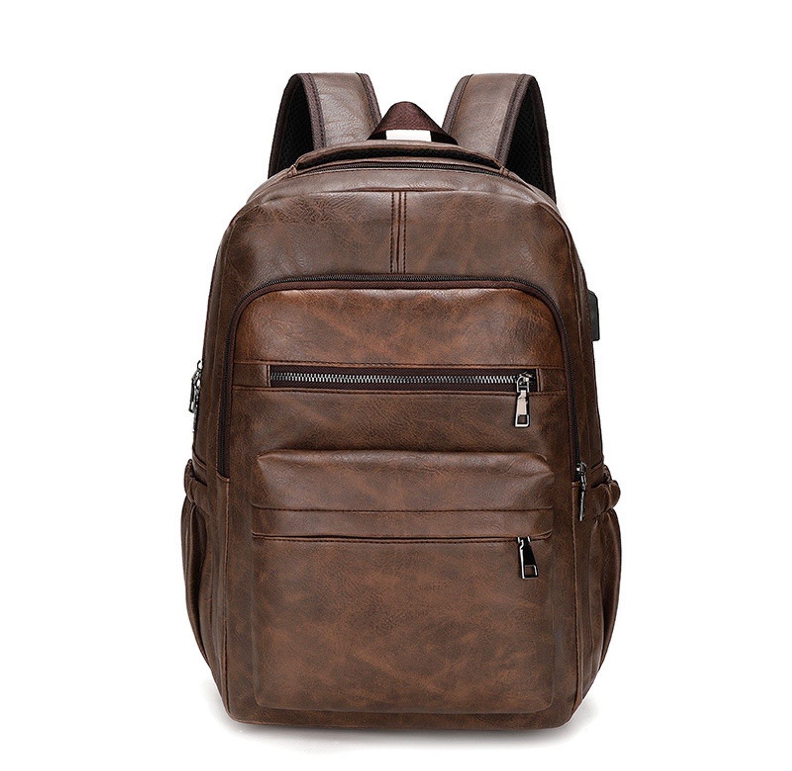 USB Charging PU Leather Backpack for Men image