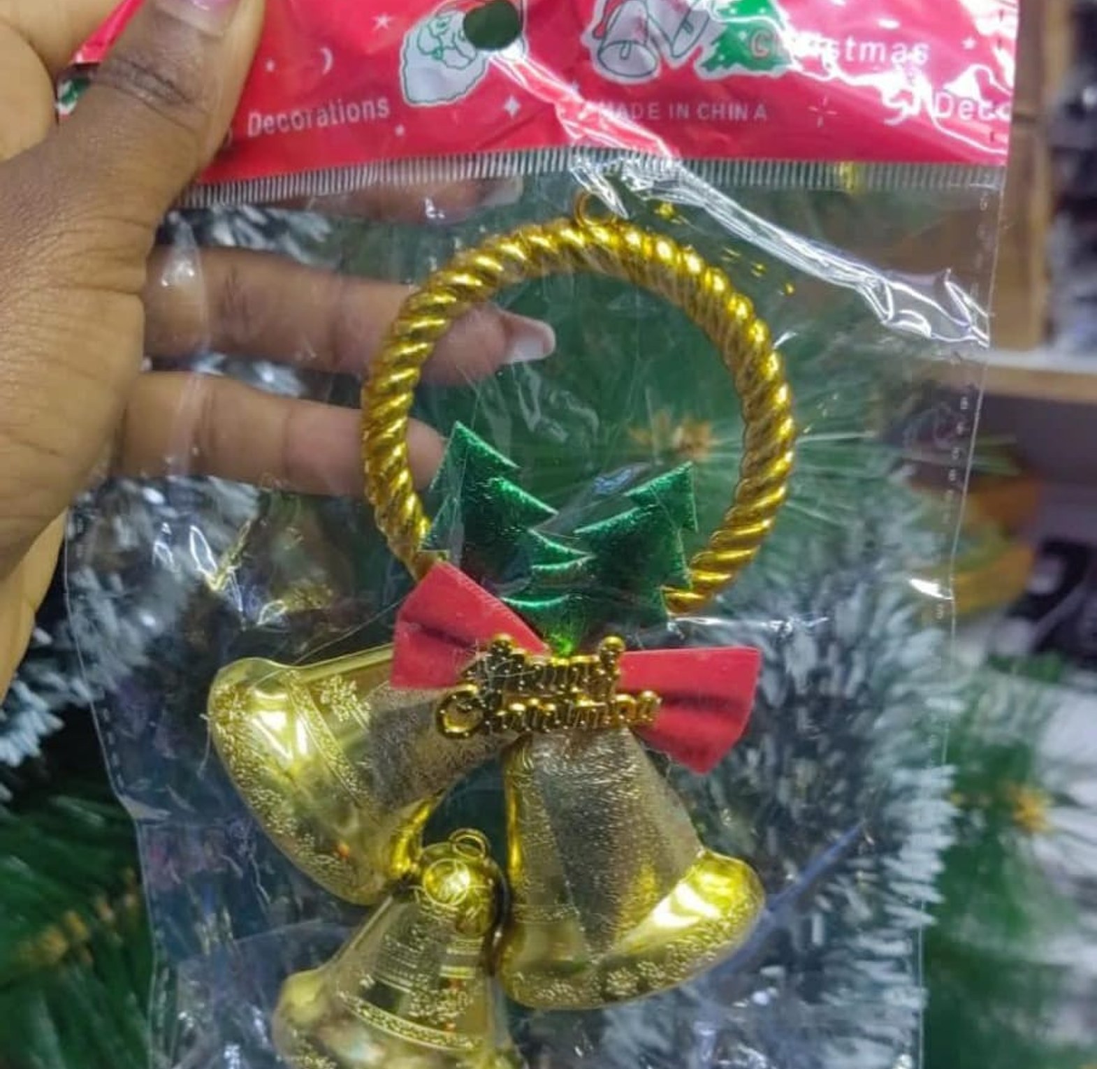 Christmas Tree Decorations. Christmas Bells (3pcs) – Decorative Holiday Hanging Ornaments for Tree, Wreath & Gift Wrapping image