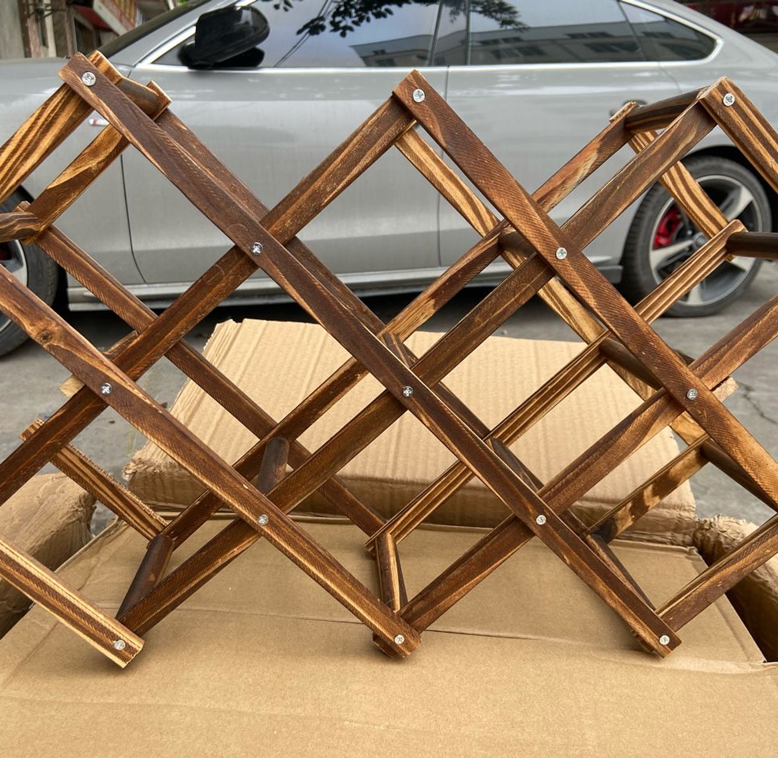 Foldable 10 Slot Wooden Wine Bottle Rack image