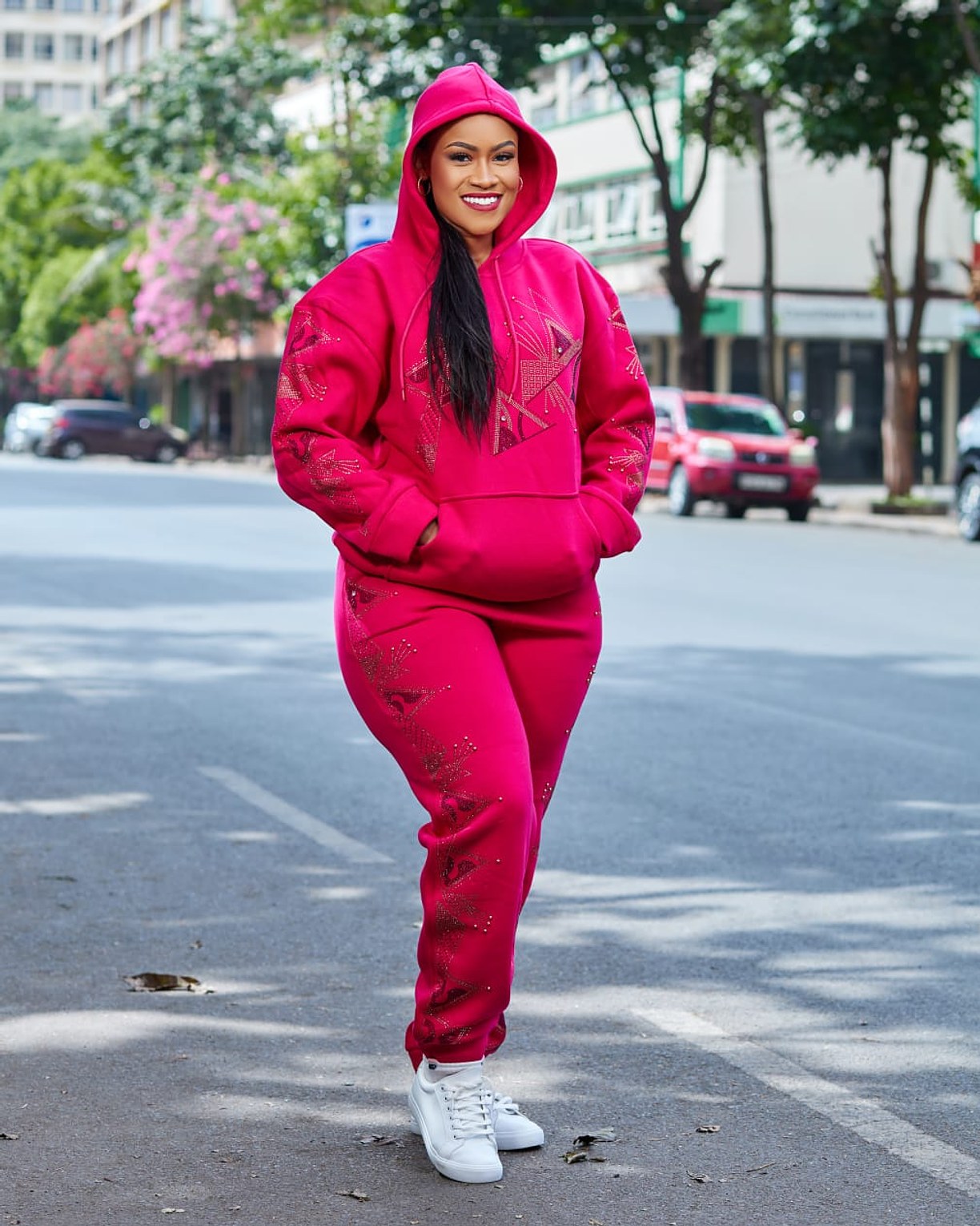Premium Turkish Women’s Fuchsia/Pink Tracksuit image