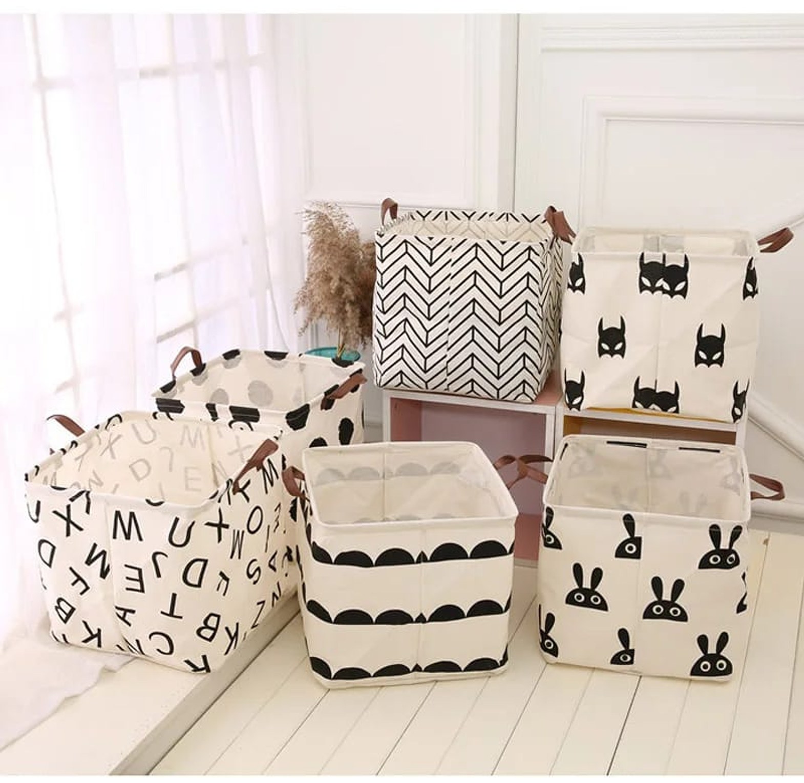 Foldable Cotton & Linen Laundry Basket 1PCS image
