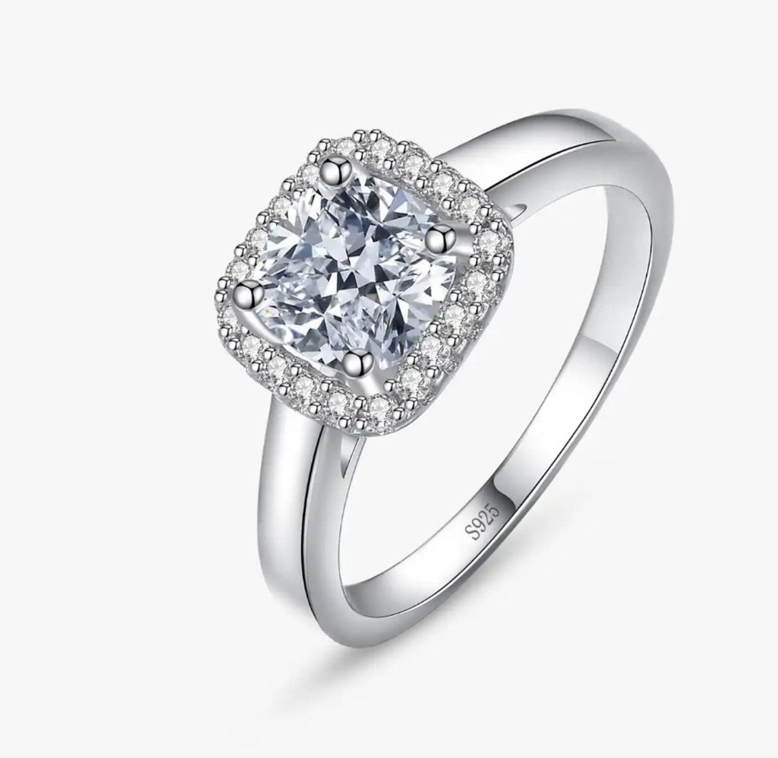 Elegant Square Sterling Silver Engagement Ring  image