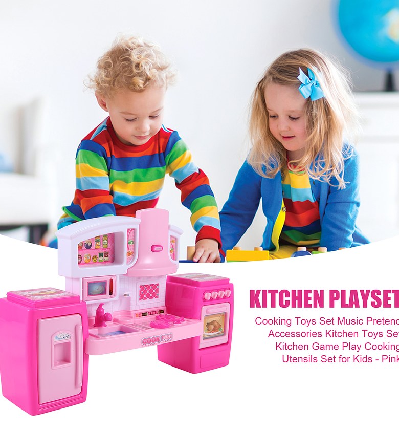 Kids Kitchen Playset Toy with Music and Pretend Cooking Accessories – Interactive Educational Toy for Toddlers image