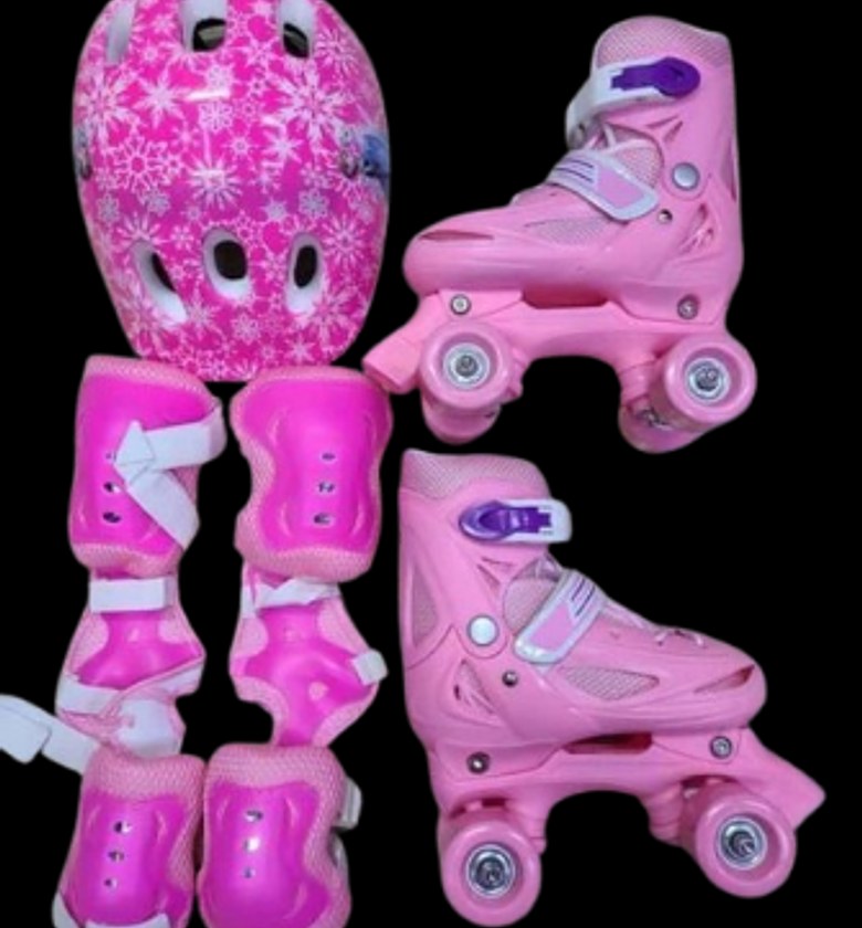 SKATE SHOES. Skates 4 Wheel Full Set Full With protective gear: helmet, elbow pads, knee pads, wrist guards size 26 to 38 image