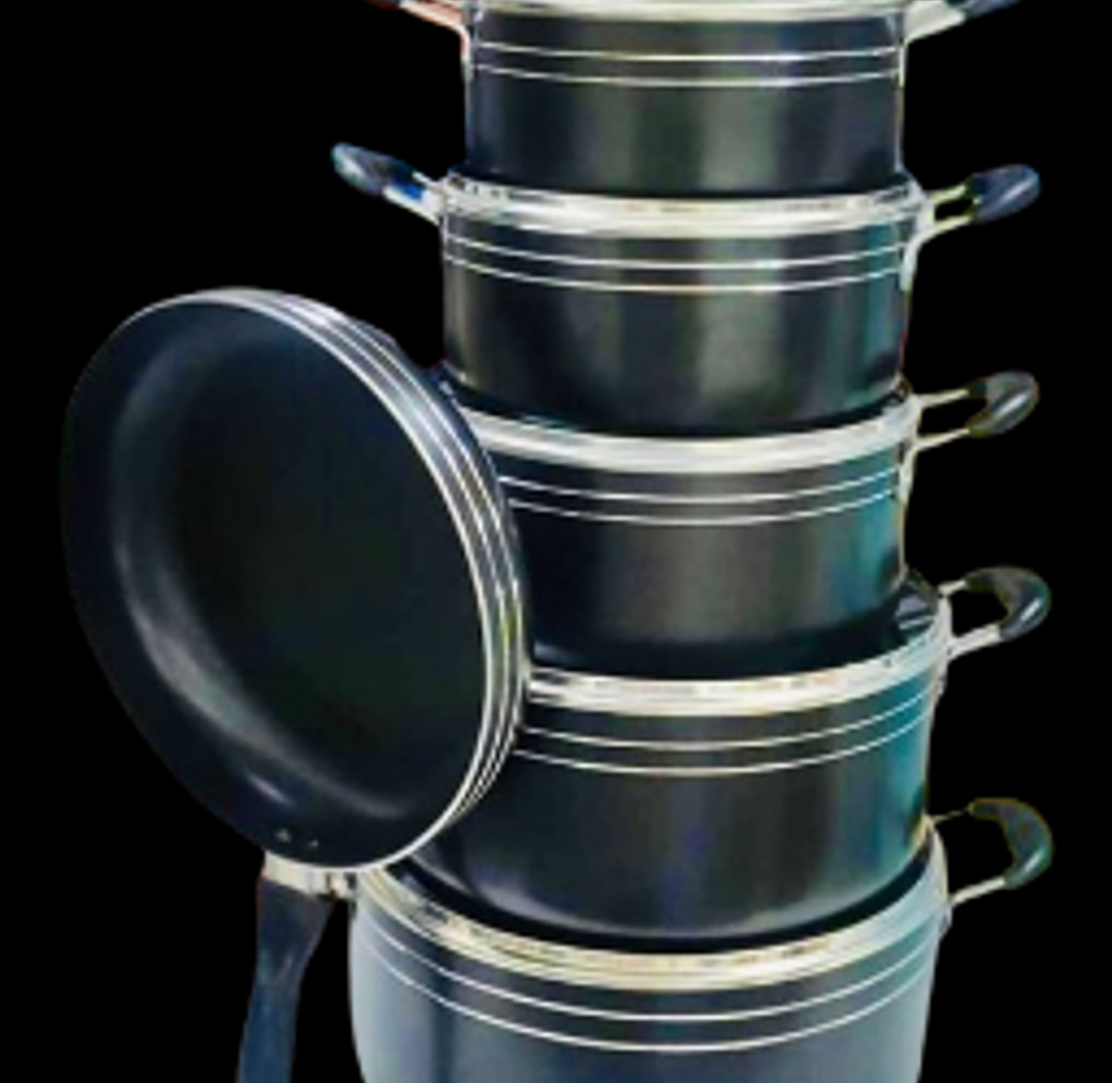 14-Piece Non-Stick Aluminum Cookware Set - Black, Durable, Easy to Clean Highly Recommended image