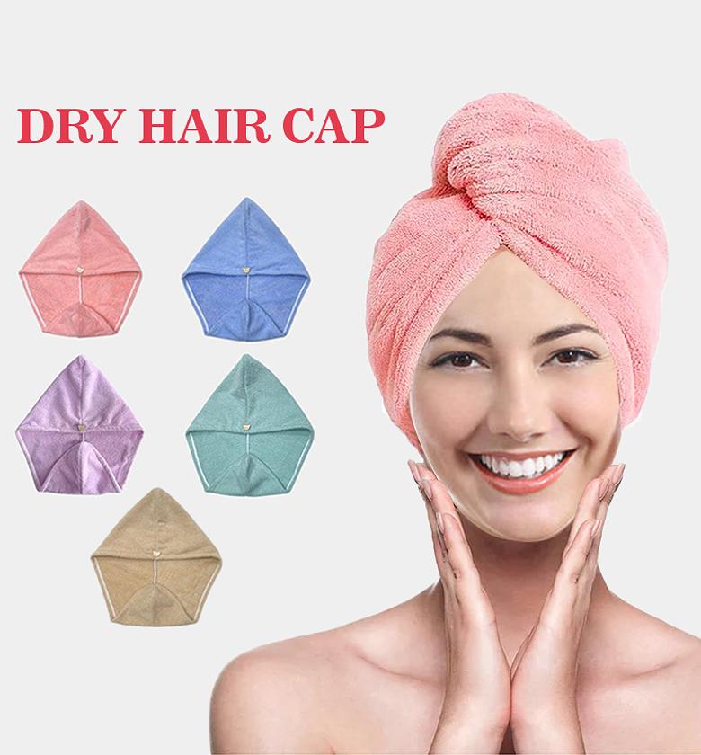 Microfiber Hair Towel Wrap Quick Dry Super Absorbent Turban with Button for Women image