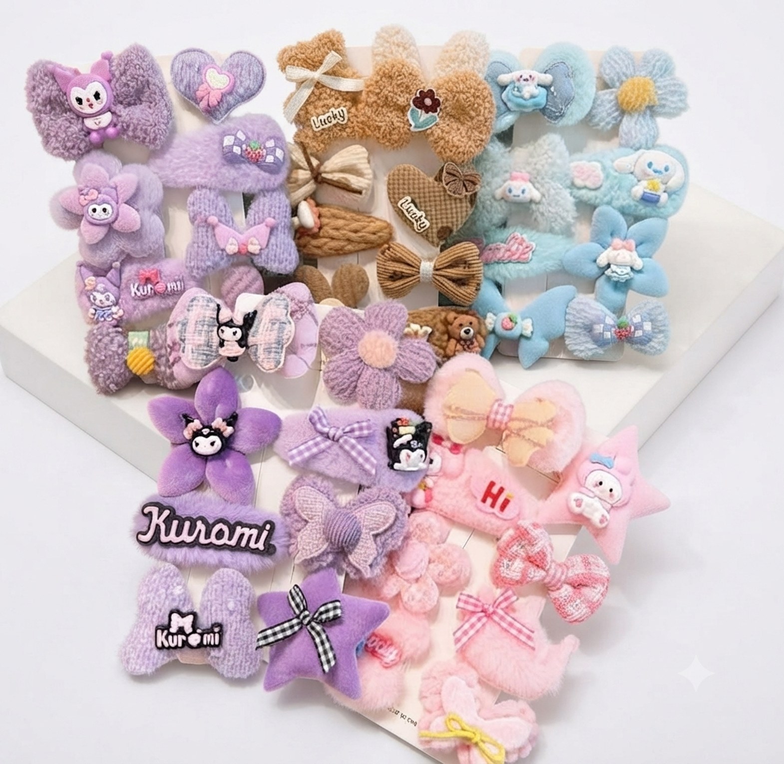 Cute Sanrio Character Fuzzy Hair Clips Set – Trendy Hair Accessories for Girls and Women image