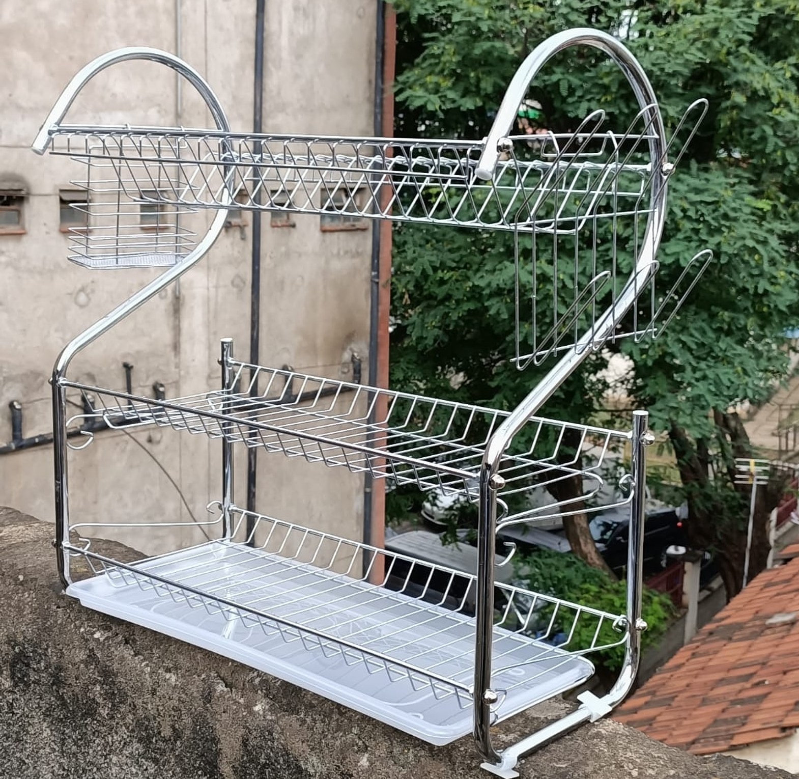 DISH RACK. 3 layer /Tier Dishrack - STAINLESS STEEL- Quality image
