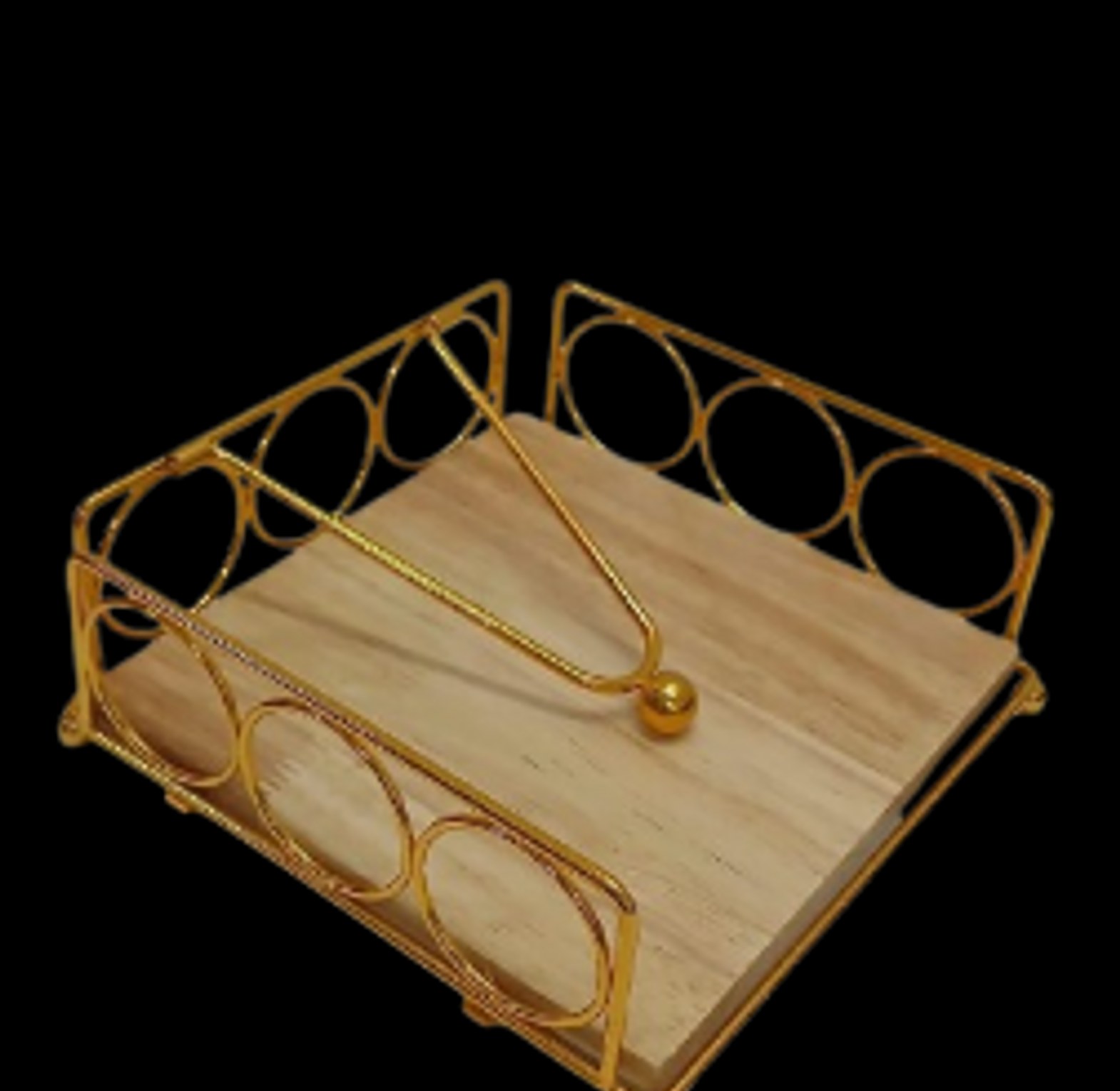 Flat Napkin / Serviette Holder with a Wooden Base.  image