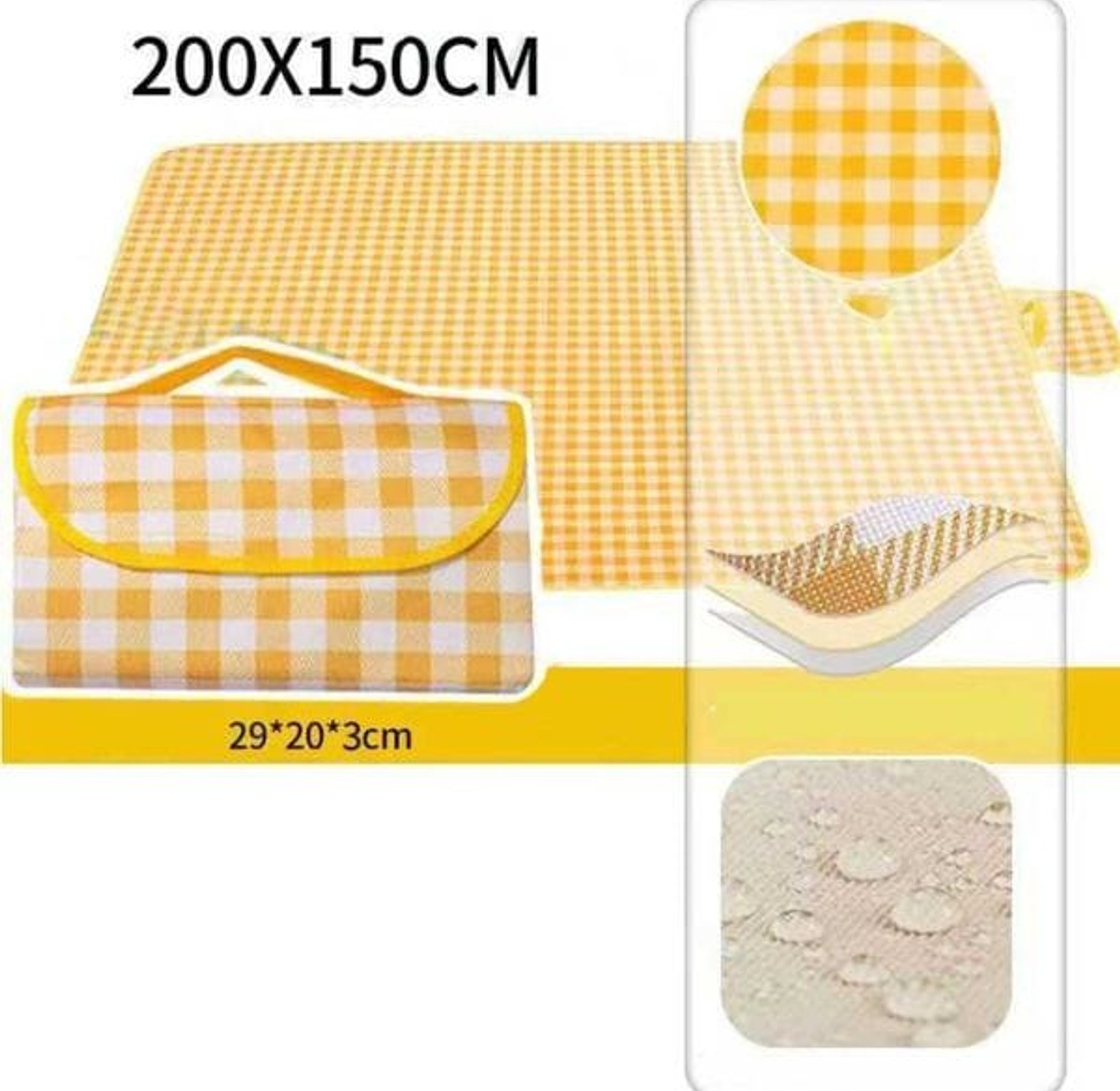 150*200cm Waterproof Picnic Mat Foldable Outdoor Camping Blanket with Handle for Family Travel image