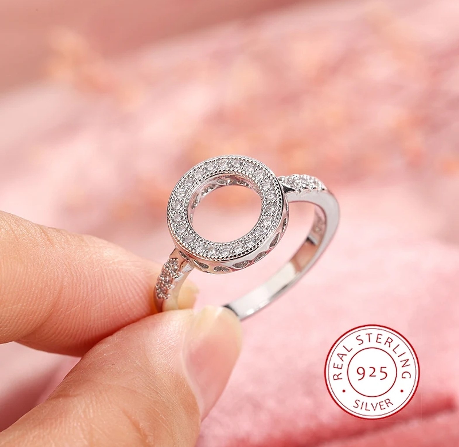 Sterling silver plated round ring image