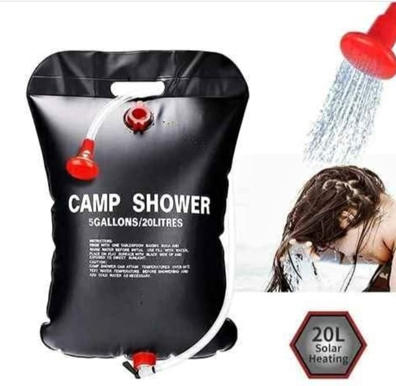 Hot Selling 20LTR PVC Solar Hot Water Shower Bag 20ltrs Portable Thickened Foldable Bath Bag Large Capacity Water Storage Shower Tool Outdoor Sport Travel Picnic Camping image