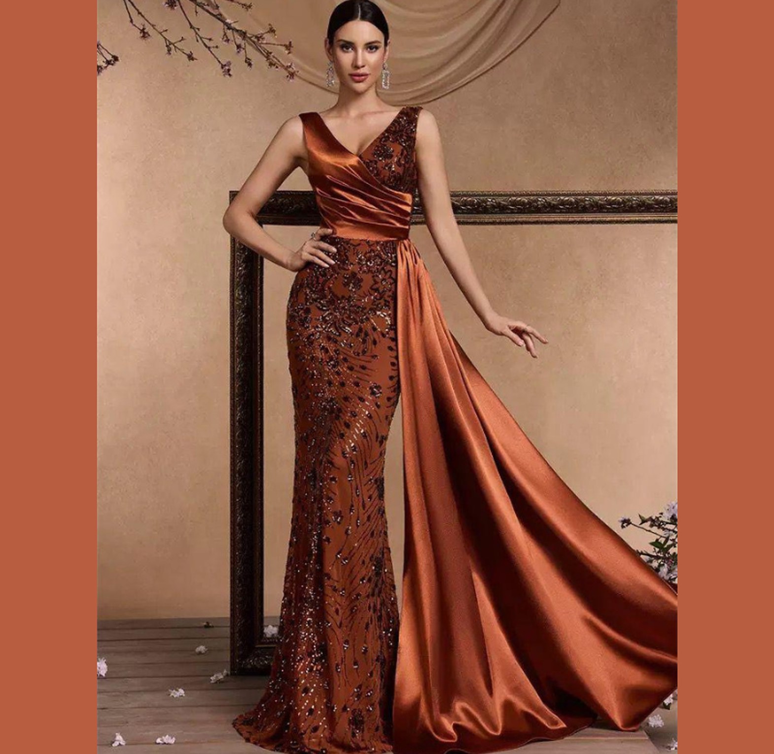Autumn Sunset Sequin & Satin Gown image