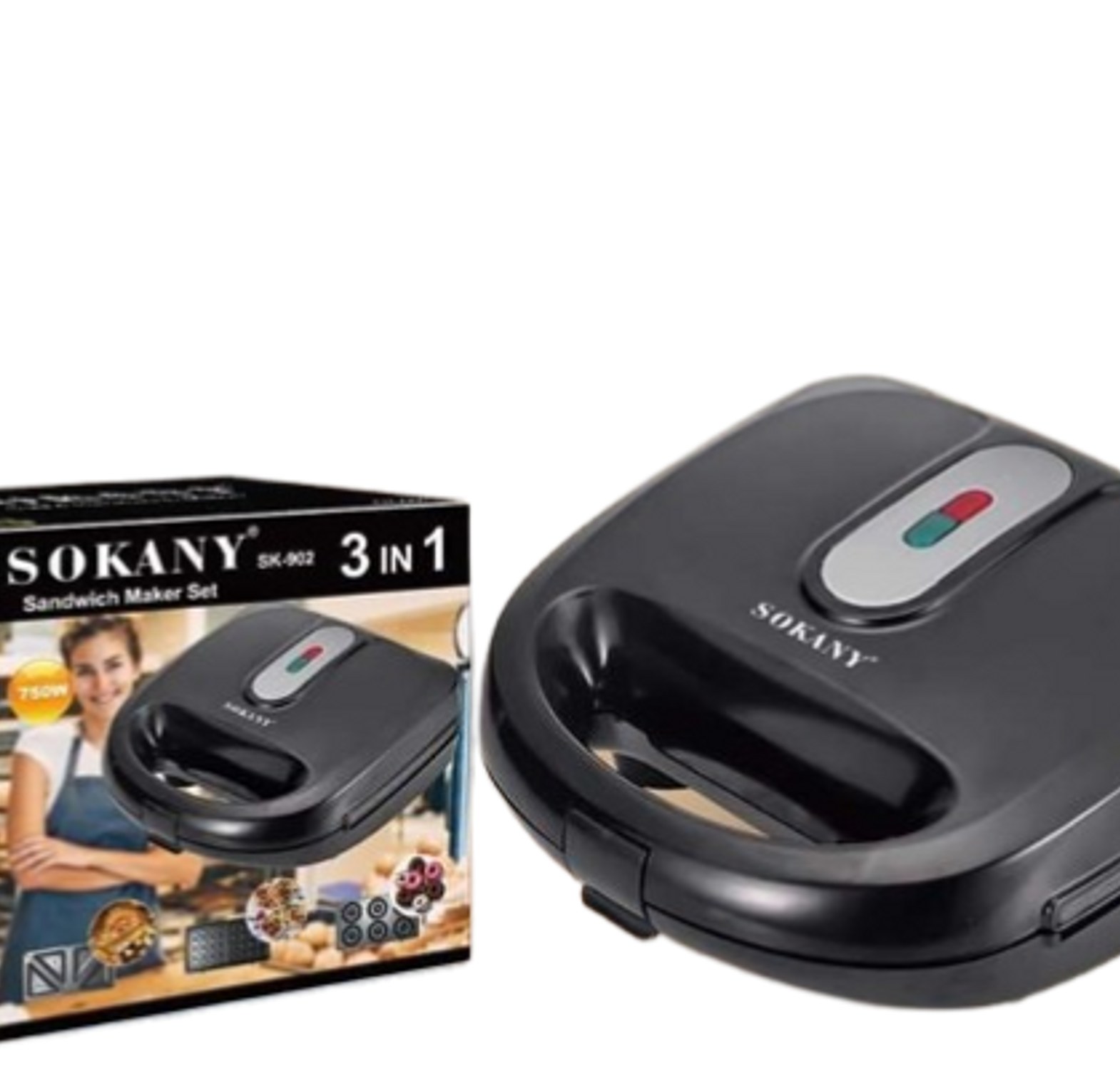 Sandwich Maker. Sokany 3in1 Sandwich Set - Sandwich, Waffles & Grill Donuts Maker image