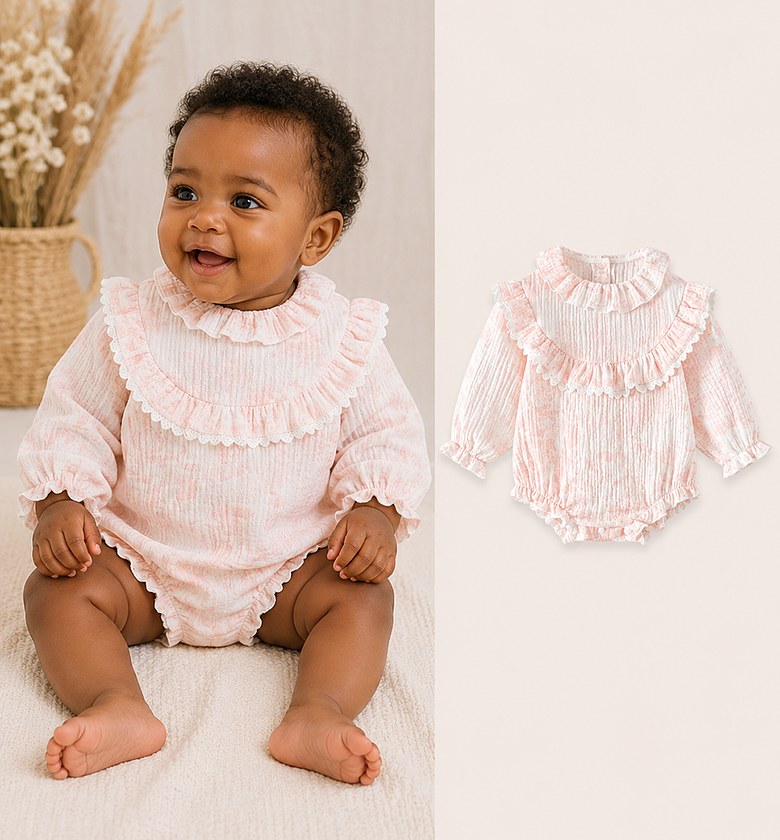 Pink Petal Muslin Romper image