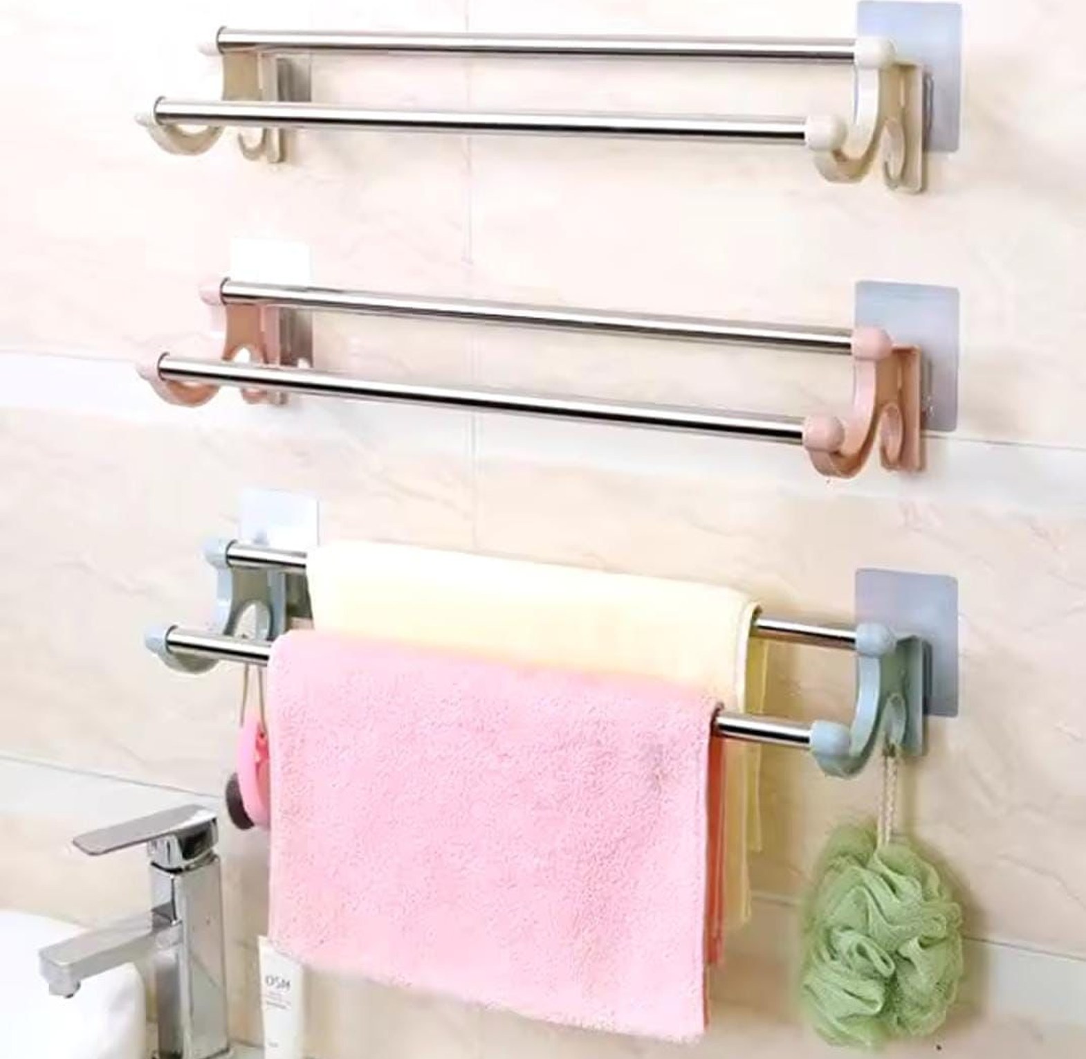 54cm self adhesive Double Pole Towel Holder image