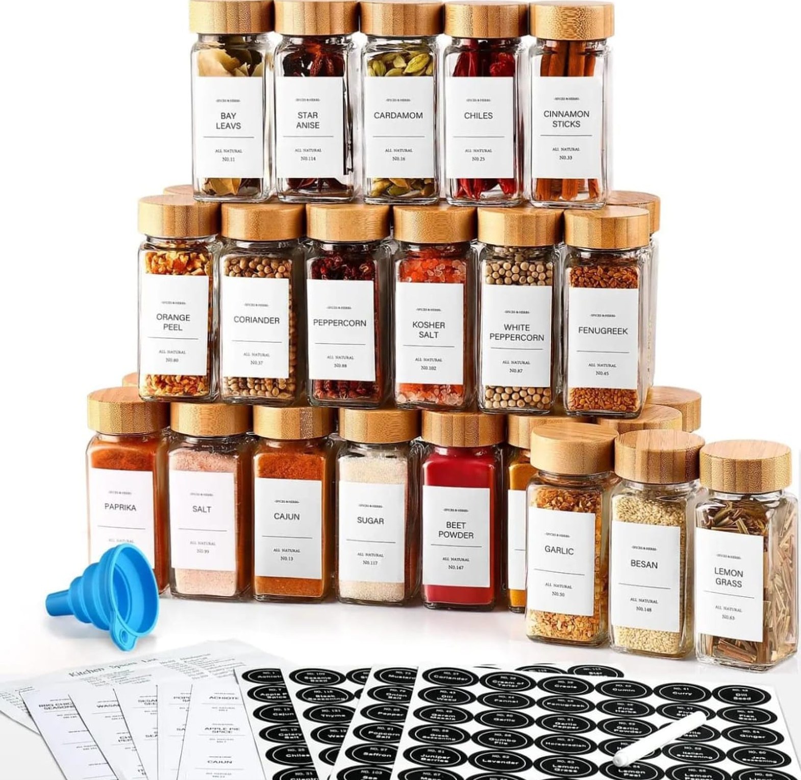 AuraStack 12-Piece Bamboo Spice Jar Set image