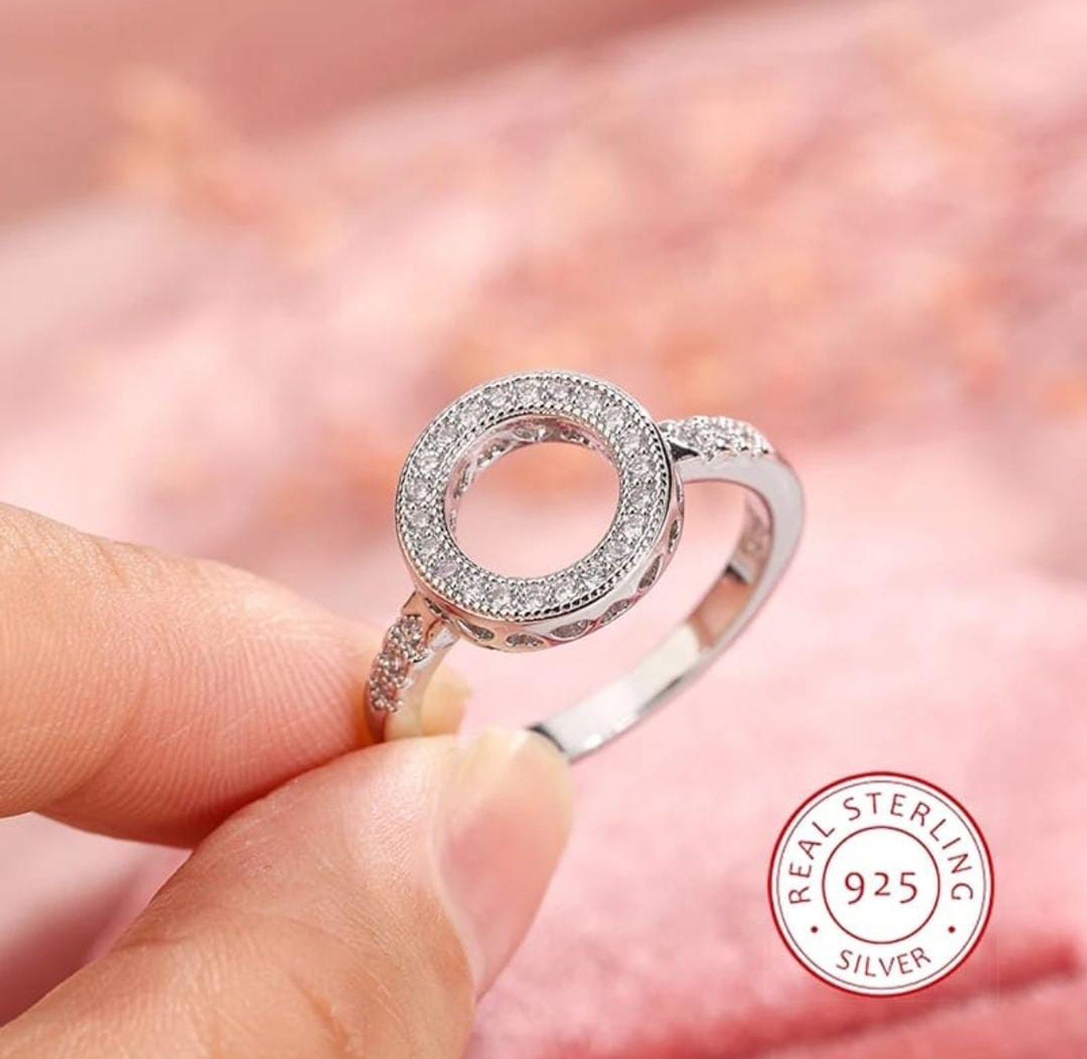 Sterling silver plated round ring image