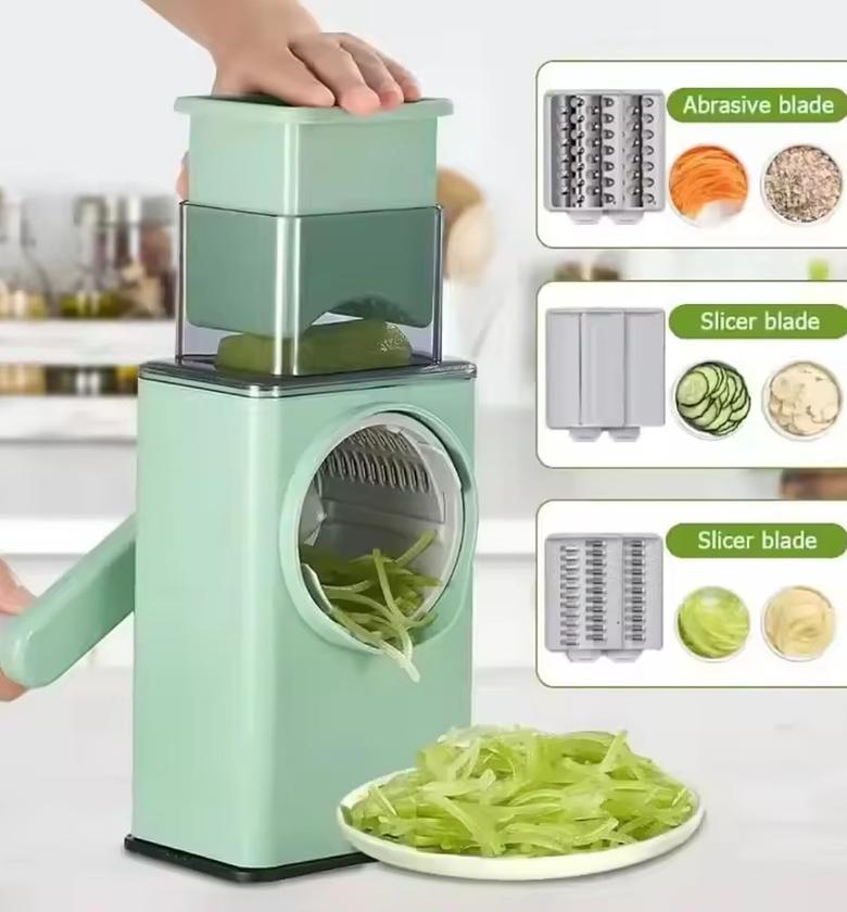 3-in-1 Manual Vegetable Cutter and Rotary Drum Slicer Chopper Grater for Kitchen Meal Prep image