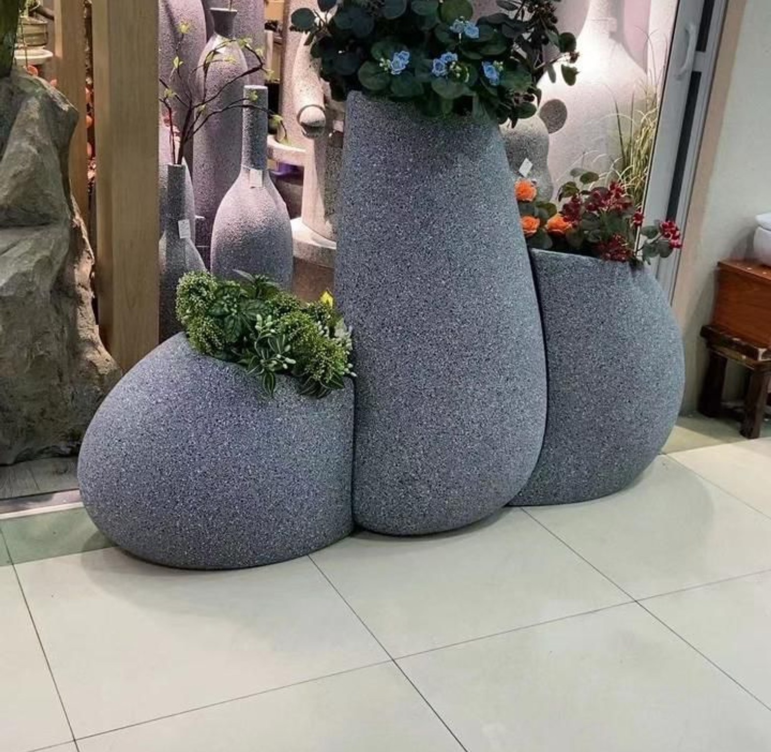 Modern 3-Piece Sculptural Decorative Floor Vase Set image