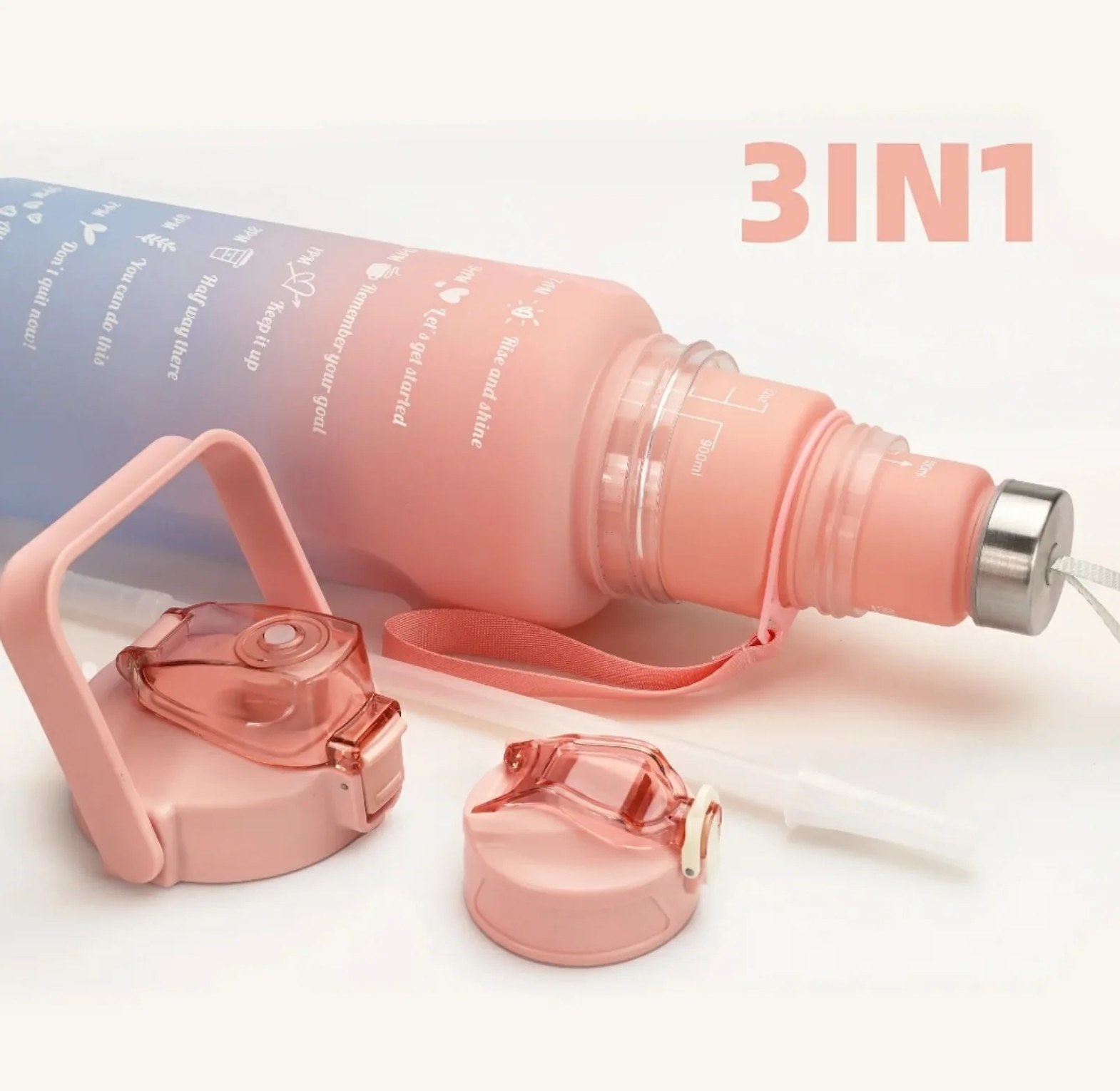 3-Piece Motivational Gradient Water Bottle Set with Time Markers image