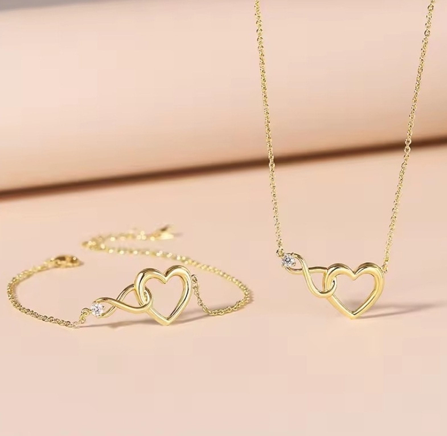 Forever Love Infinity Heart Necklace and bracelet set image