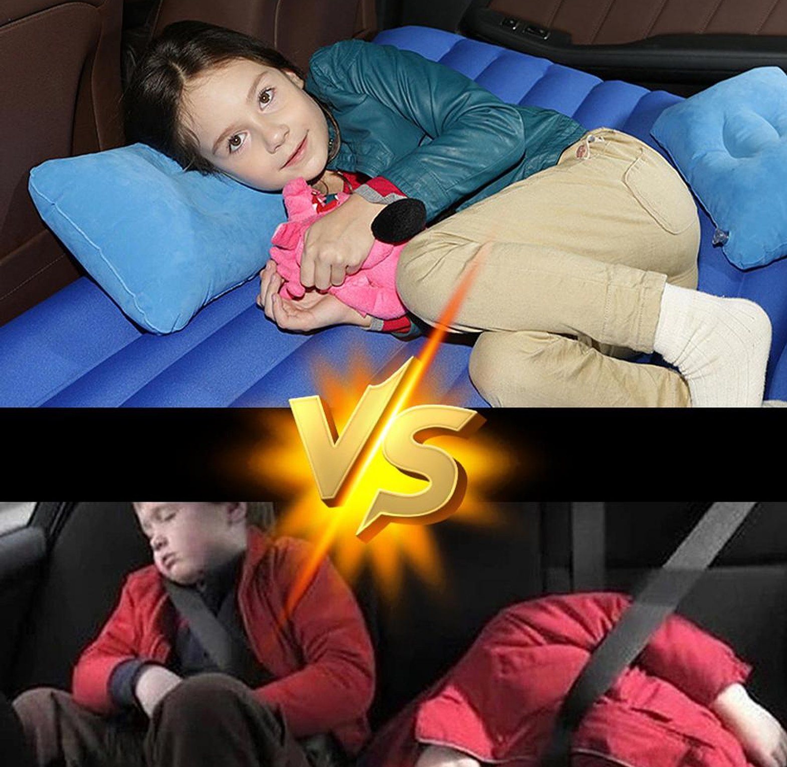 Universal Inflatable Car Mattress Back Seat Air Bed with Electric Pump and Pillows for Travel Camping and Road Trips image