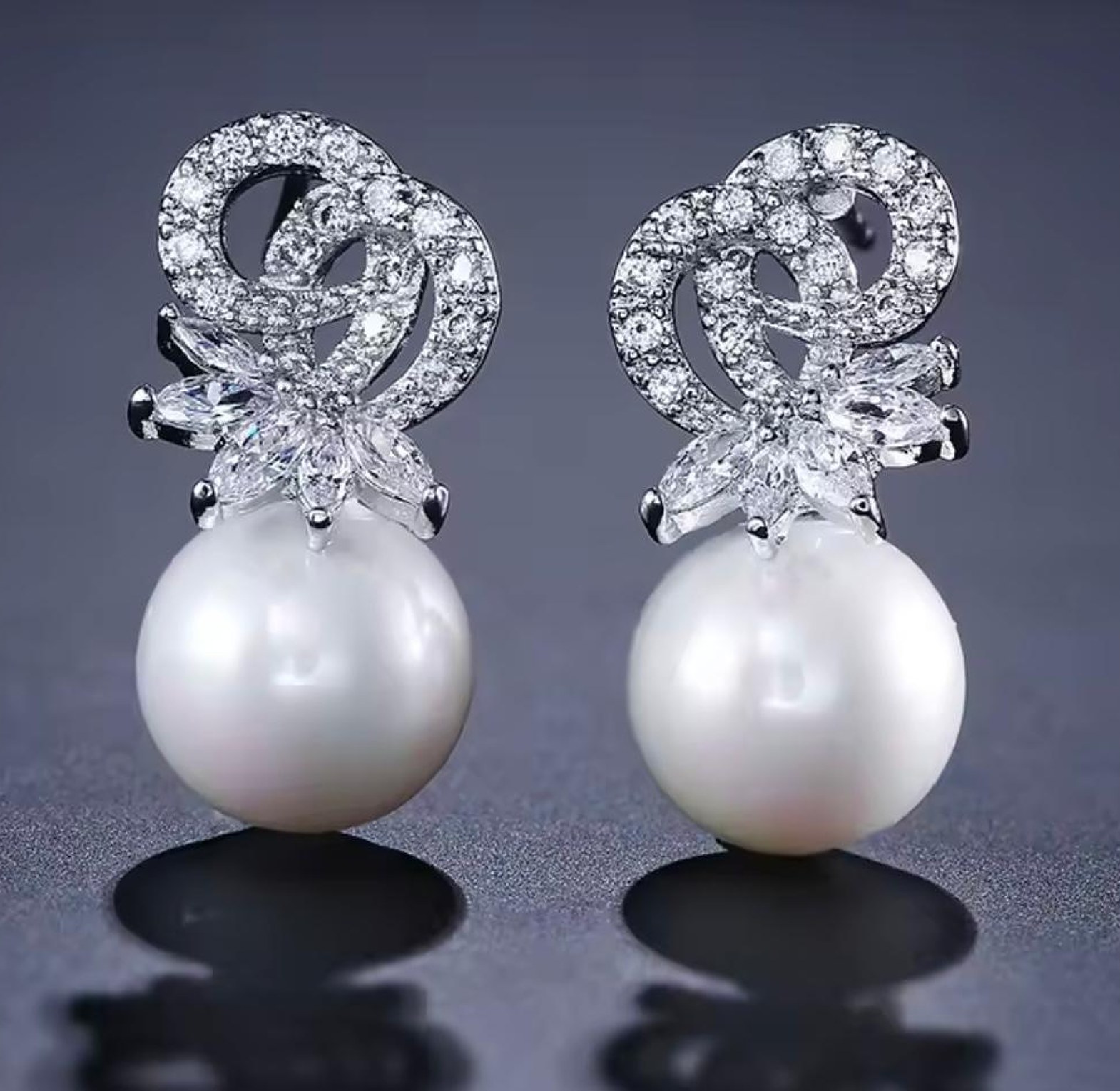 Graceful Spiral Bloom Pearl Earrings image