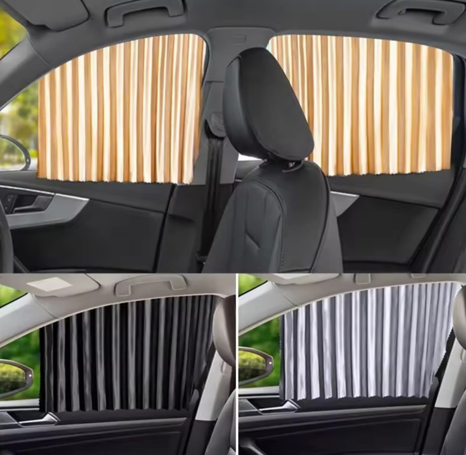 Universal Magnetic Pleated Car Window Sunshades - UV Protection & Privacy Curtains for All Cars (Set of 4) image