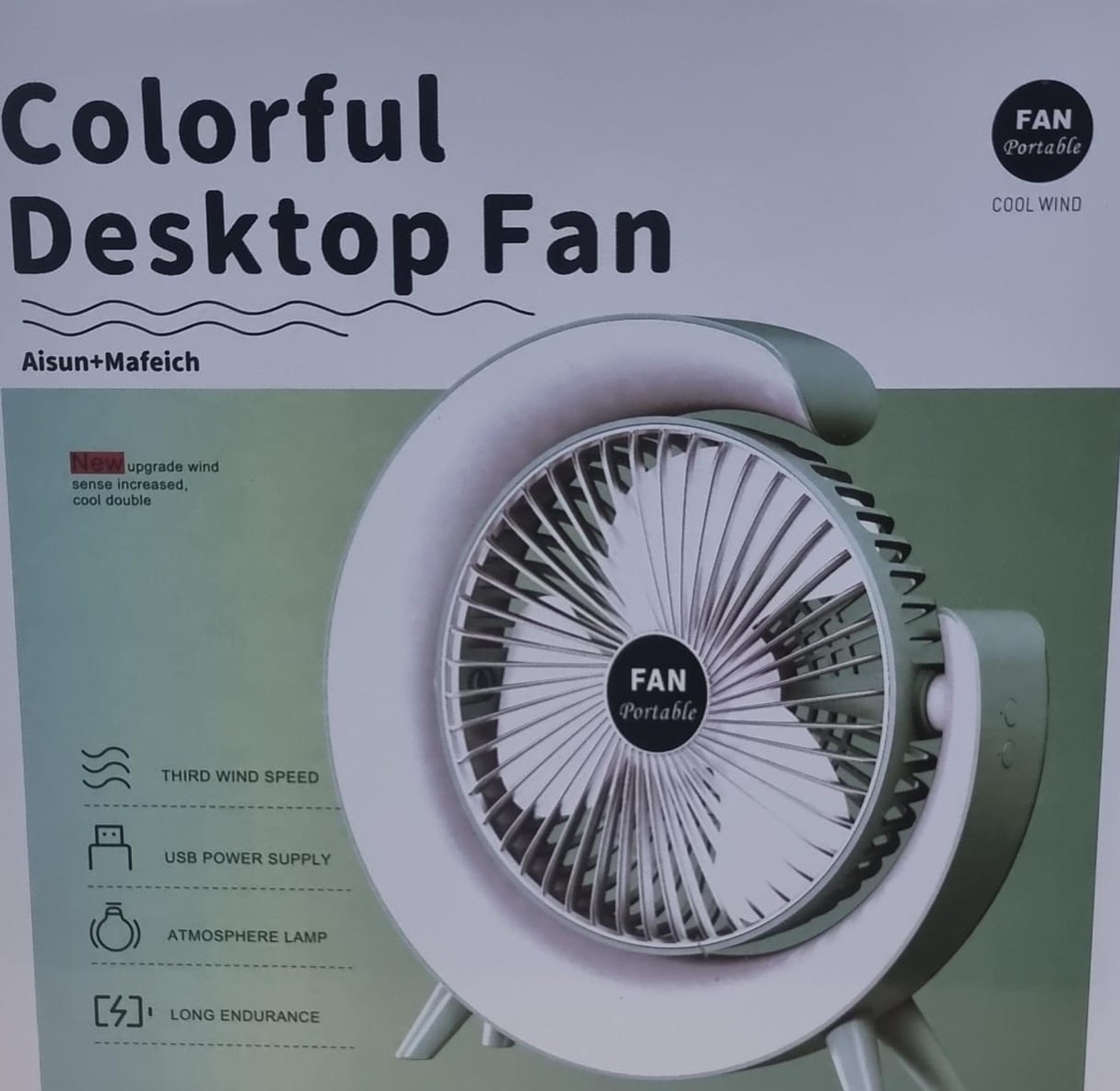Rechargeable Portable Mini Fan With Led Night Light Table Desk image