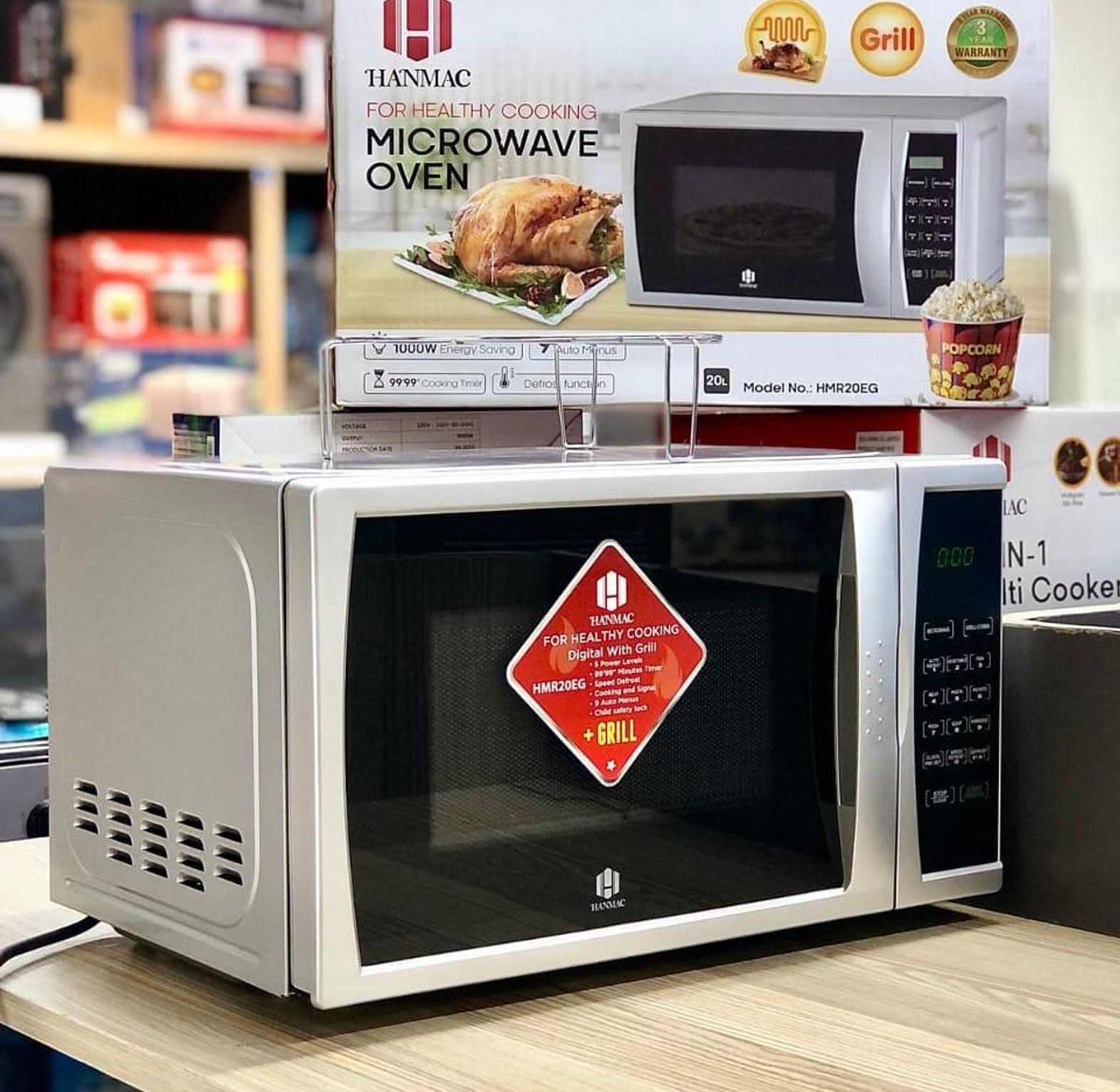 Microwave. HANMAC 1 year warranty 20L Digital + Grill Microwave image