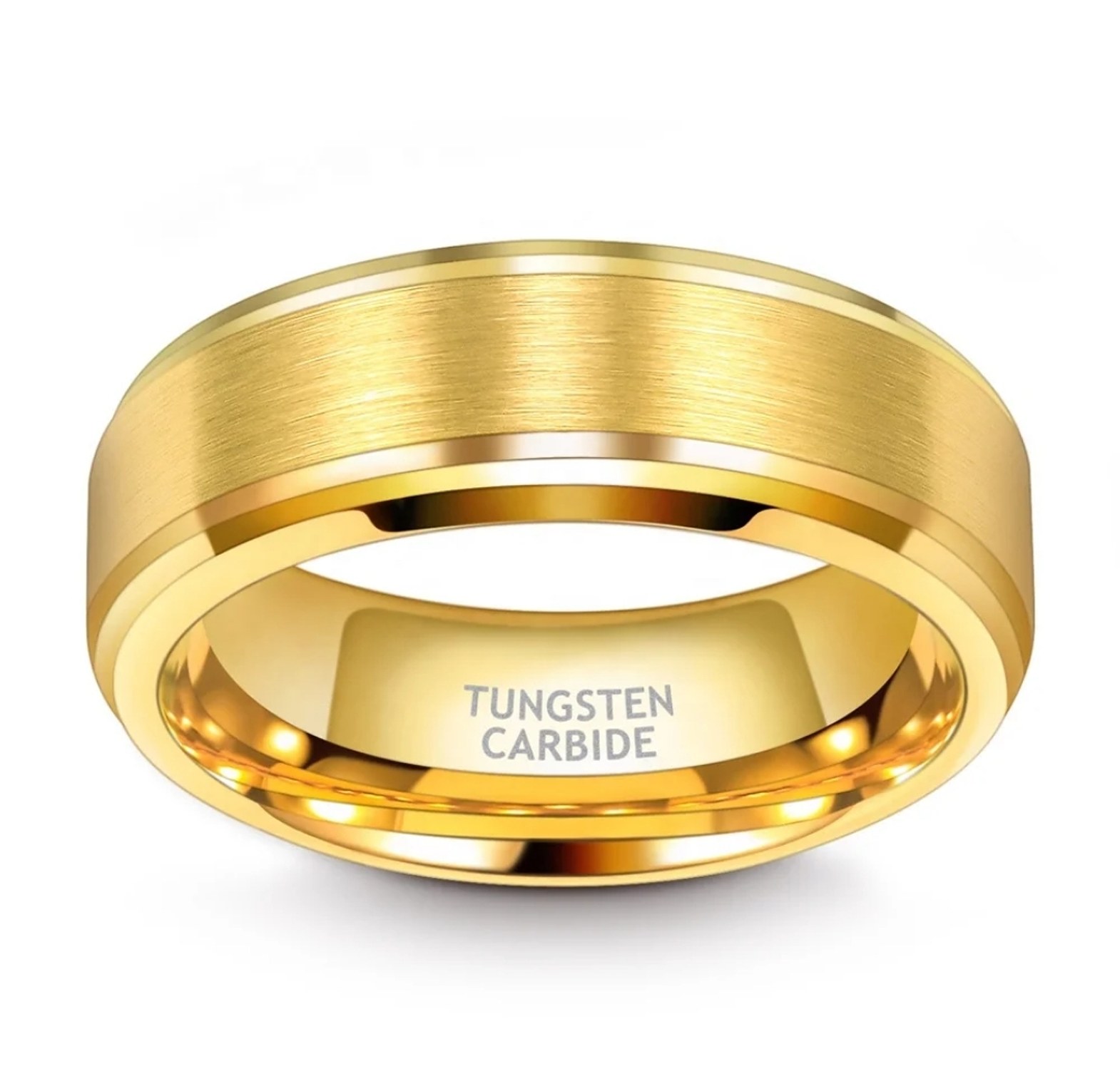 Brushed Gold Plated Tungsten Carbide Men's Wedding Ring/Band  image