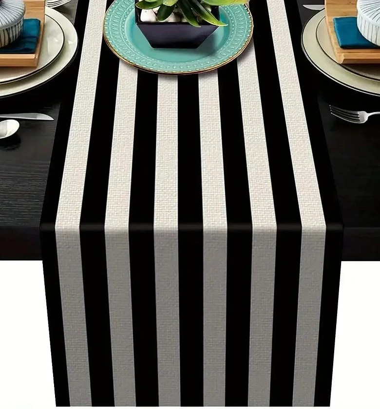 Stripped linen table runner  image