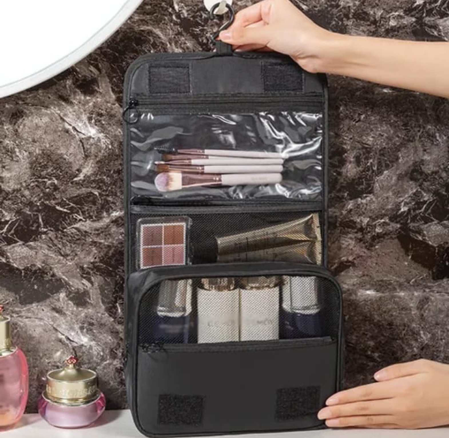 Hanging Waterproof Travel Toiletry Bag Wash Kit Organizer image