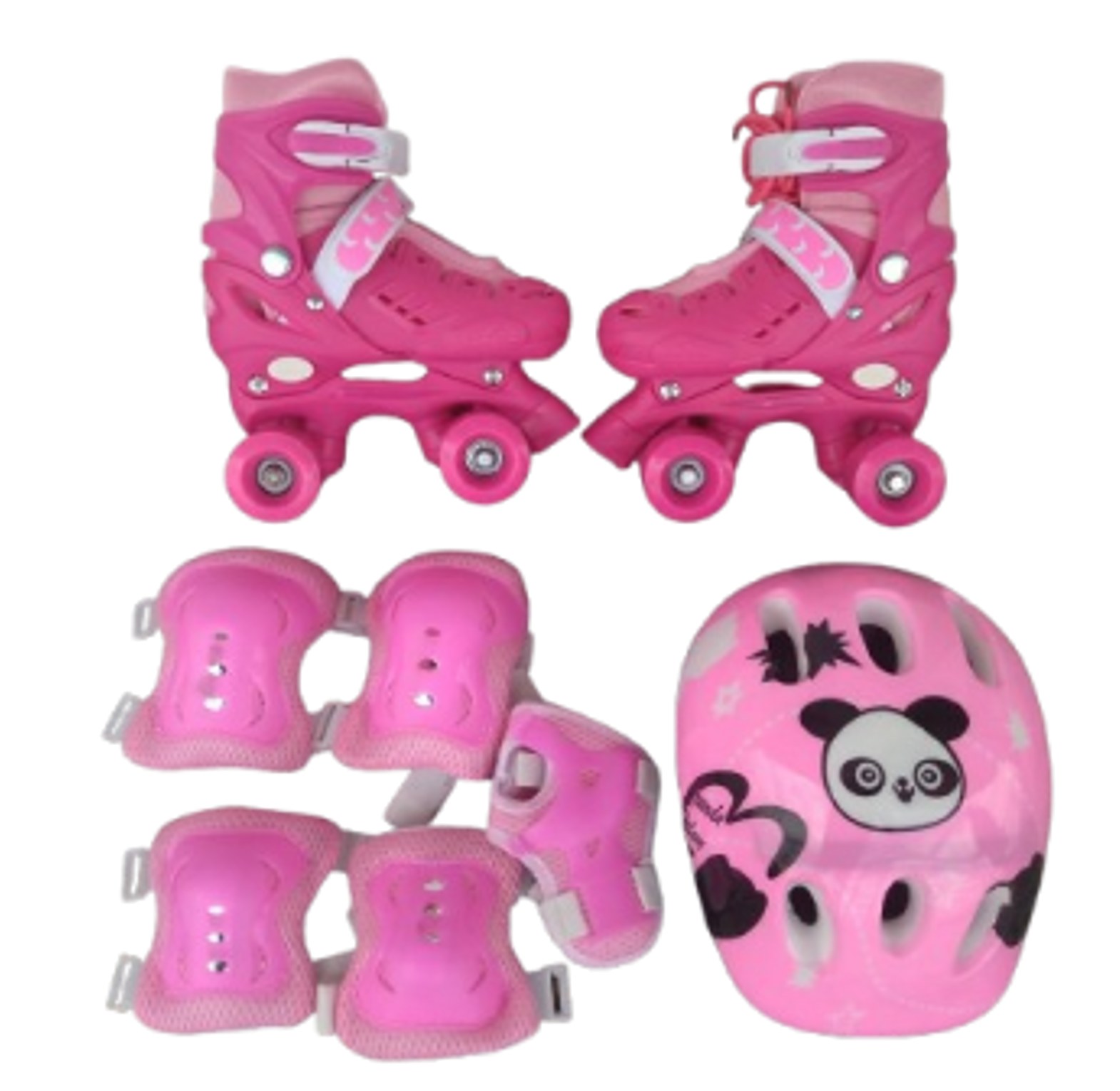 Roller Skates. Full Set Of Children's Quad Roller Skates Comes with a helmet and protective gear Size 27 To 38 image