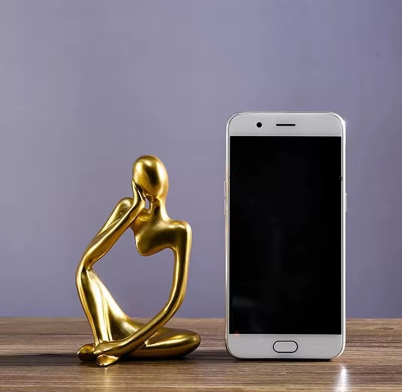 Golden Abstract Thinker Sculpture Set, Luxury Home Table Decor image