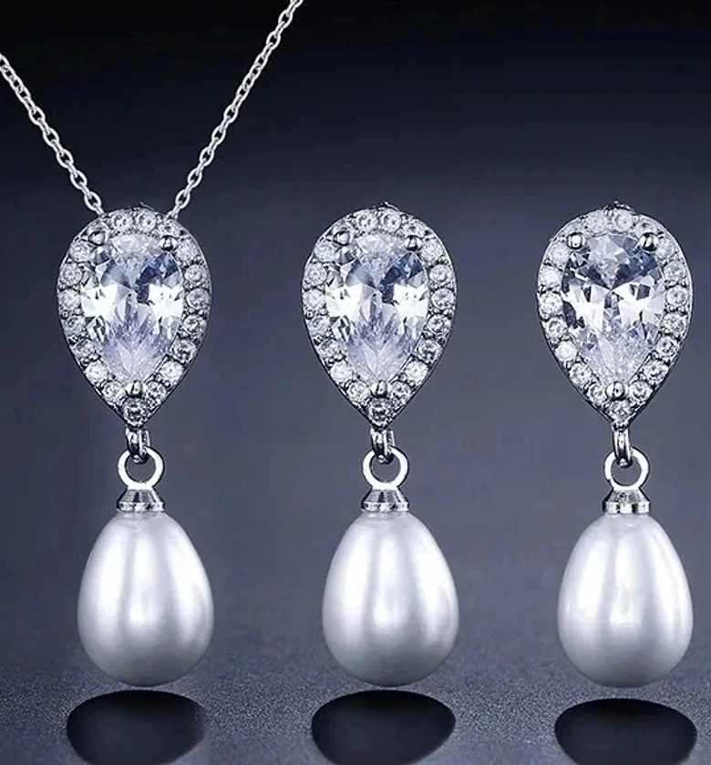 Cubic Zirconia Imitation Pearl Set image