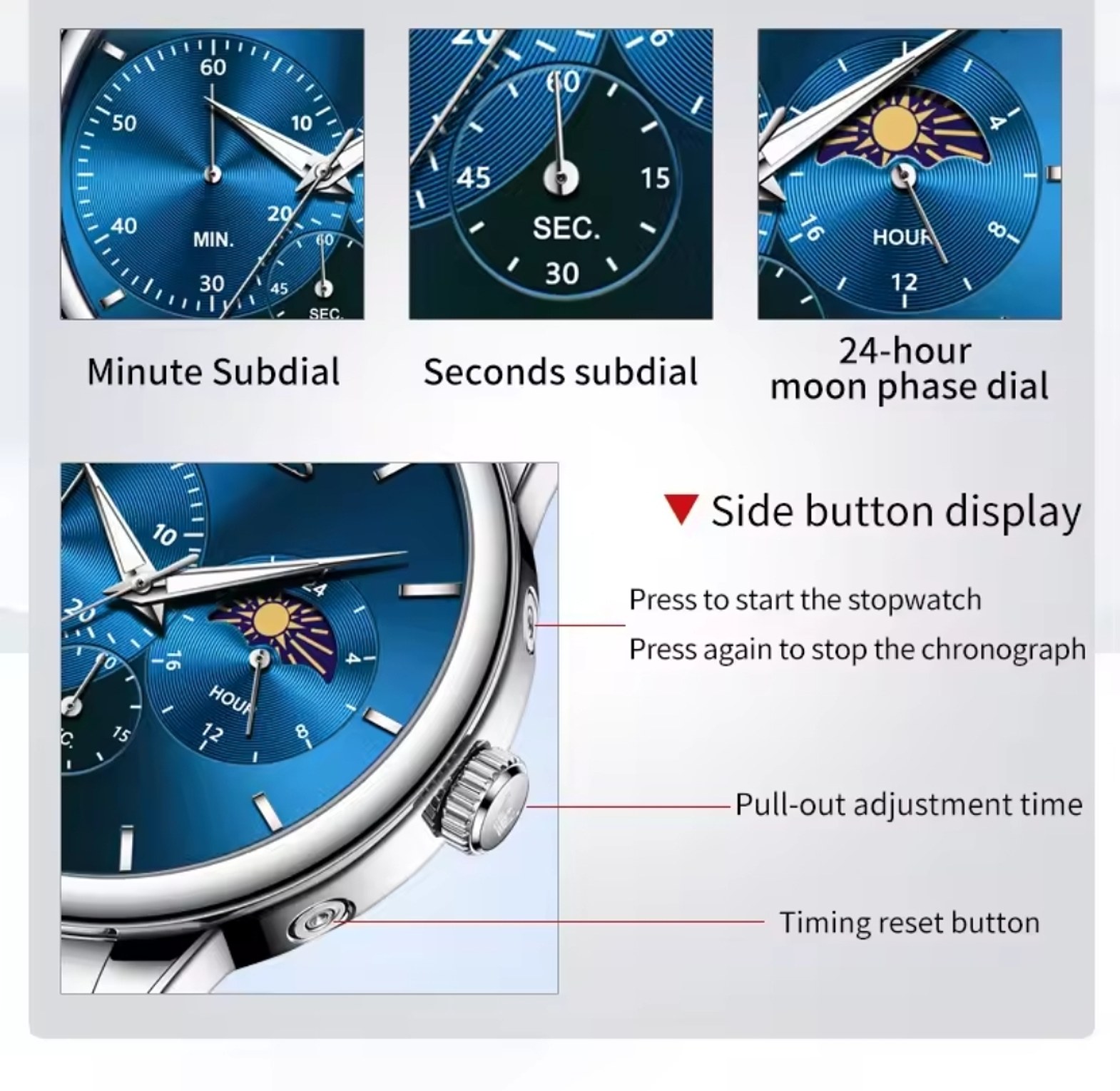 OLEVS Blue Silver Water Resistant Men's Watch  image