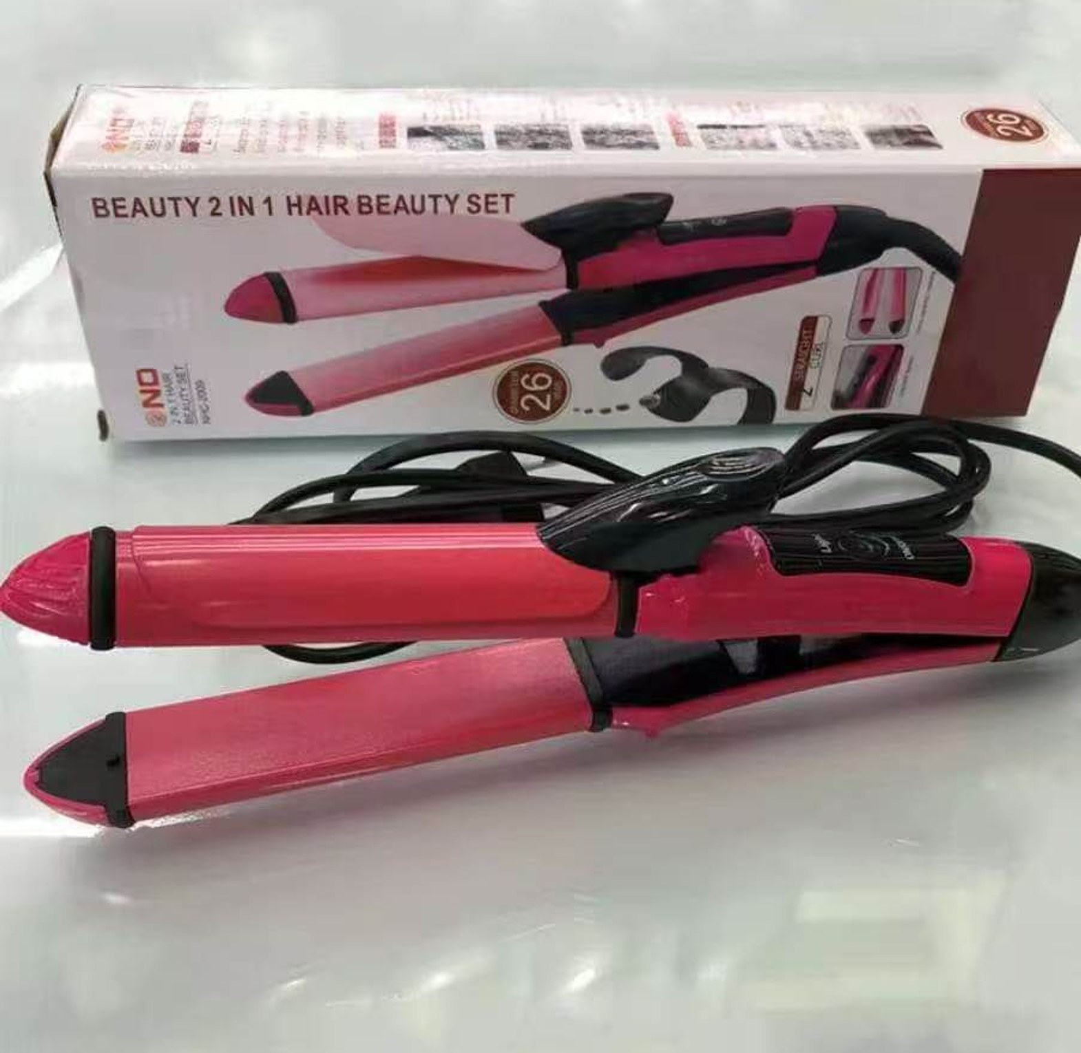 2 in 1 Ceramic Hair Straightener and Curler Flat Iron - Professional Hair Beauty Set  image