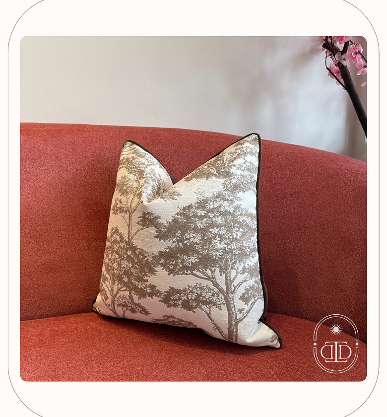 Neutral toile cushion cover. image