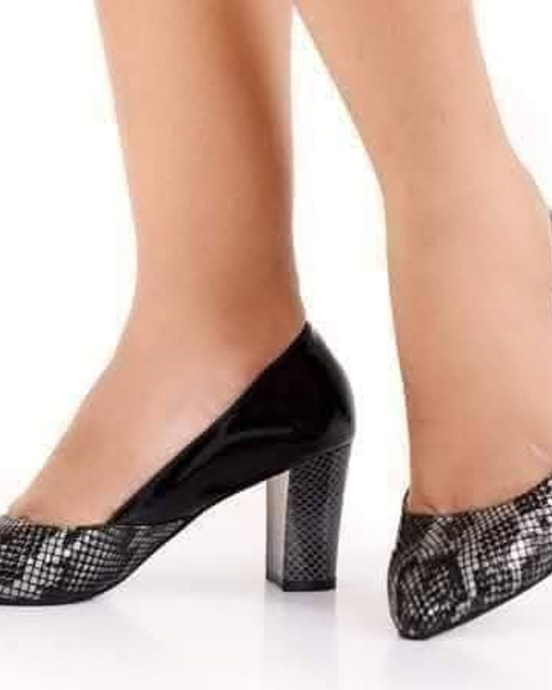 Premium Turkish Pure Leather Black Animal Print Shoes image