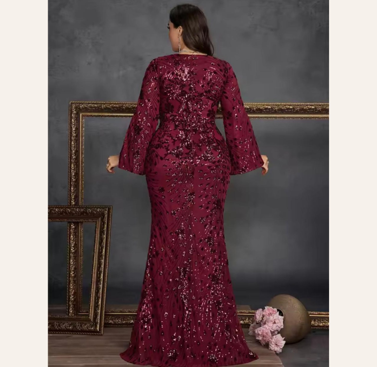 Monarch Sleeve Sequin Evening Gown image