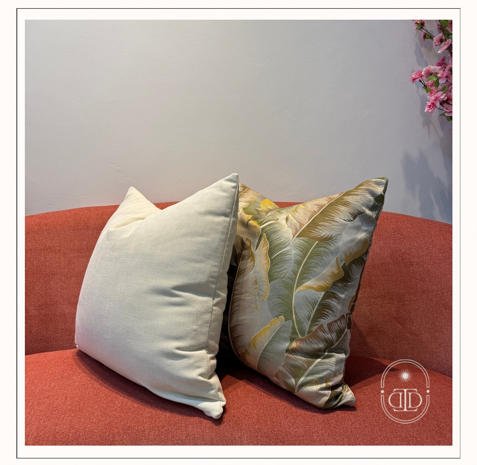 Cream cushion cover. image
