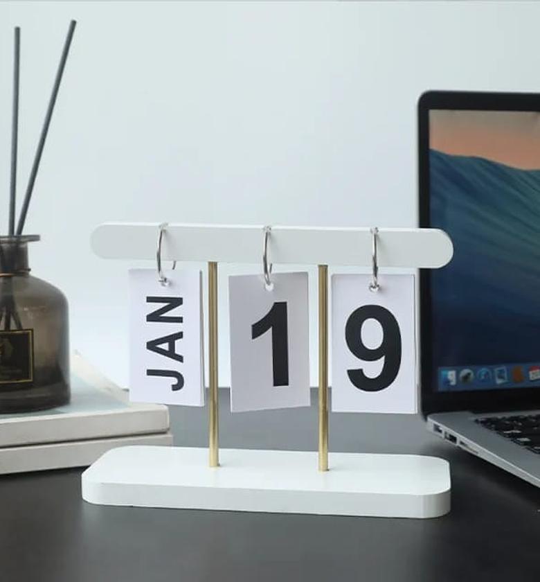 Modern Wooden Perpetual Calendar Flip Month Date Display  image