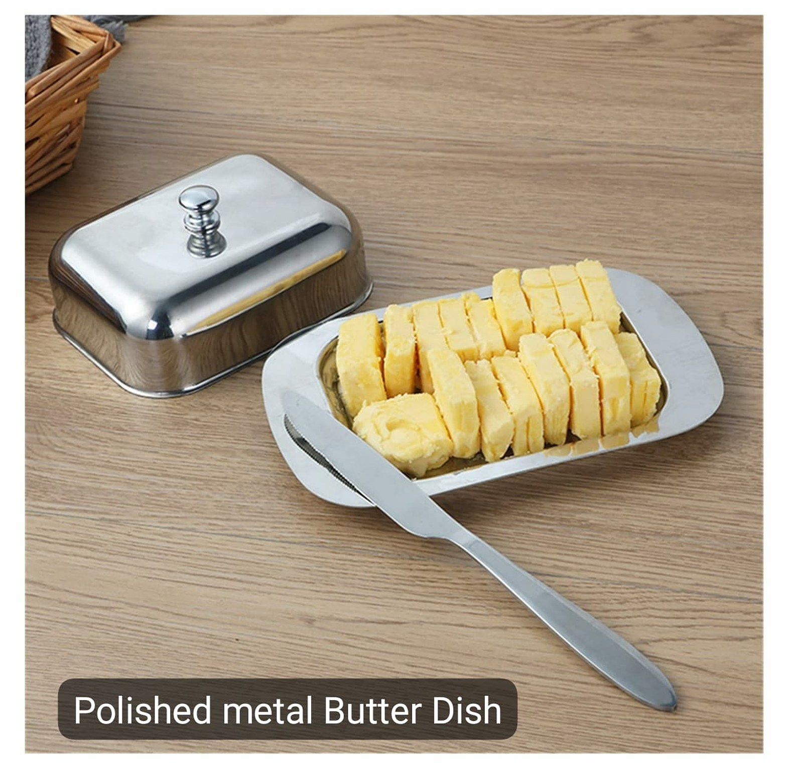 Stainless Steel Butter Dish With Lid, Storage Box image