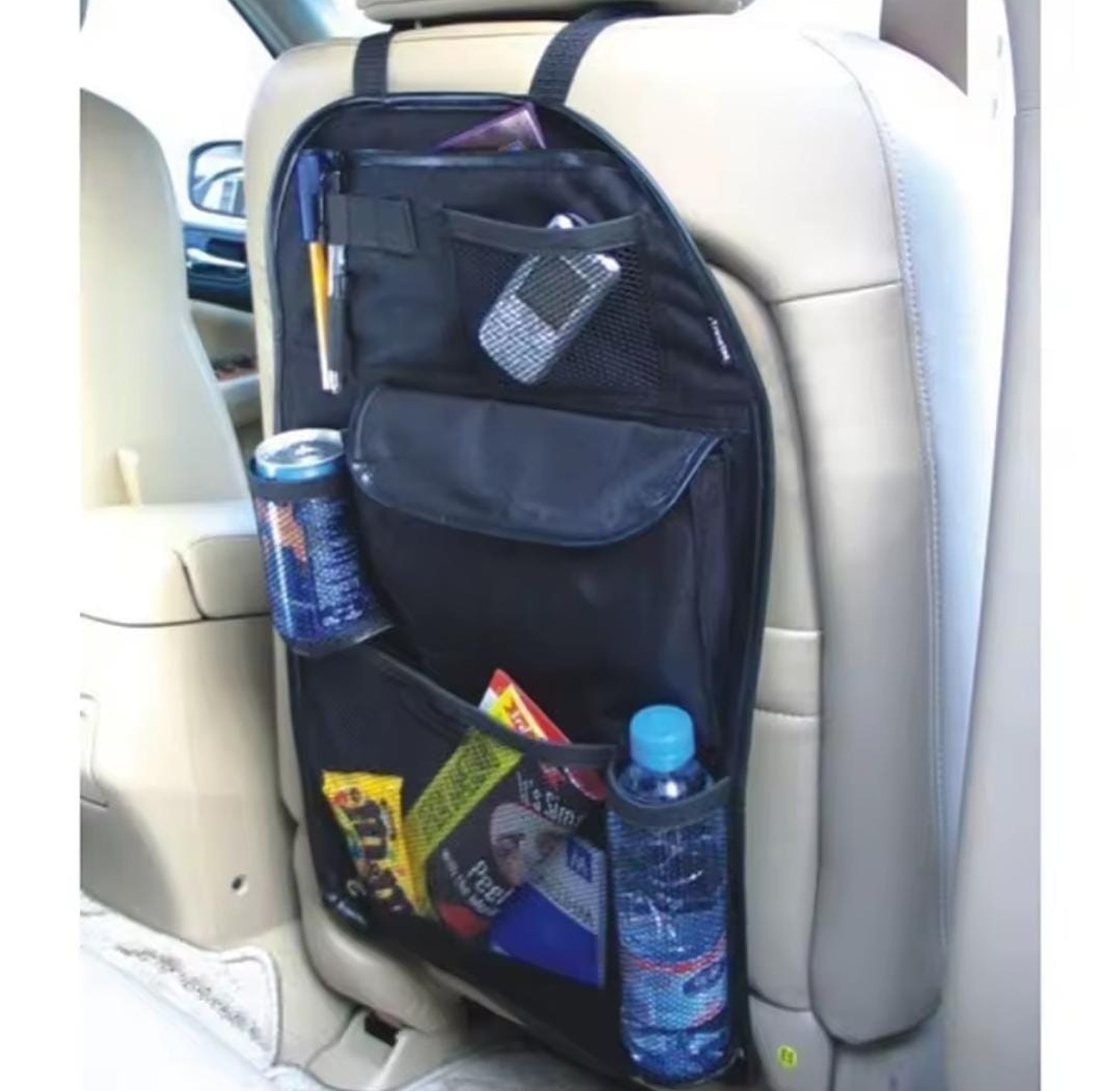 Multifunctional car seat storage bag and back organizer image