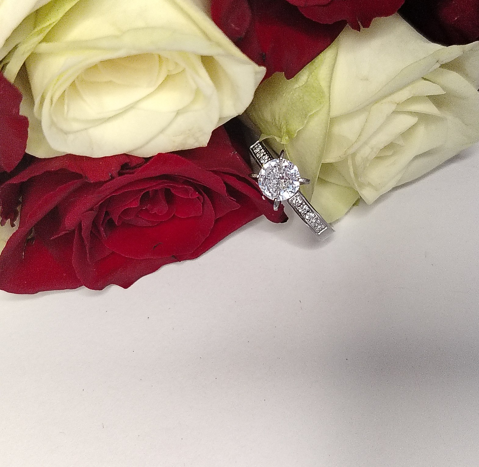 Gold & silver stainless steel, cubic zirconia engagement/promise ring  image