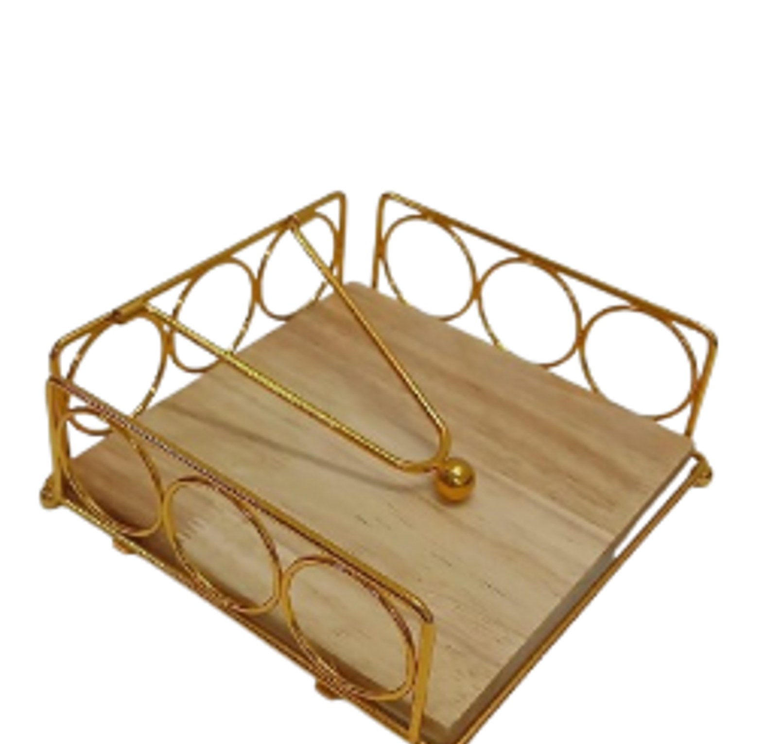 Flat Napkin / Serviette Holder with a Wooden Base.  image