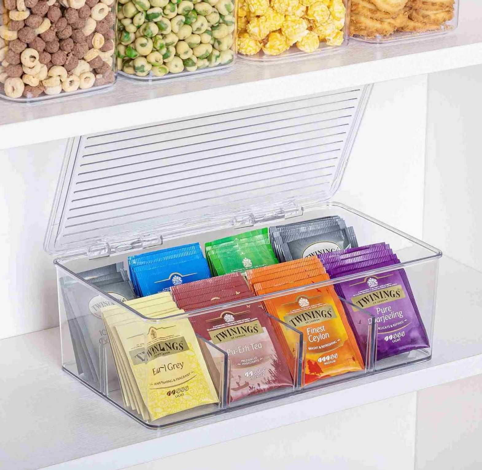 Acrylic Tea Bag Organizer with Cover & Compartments image