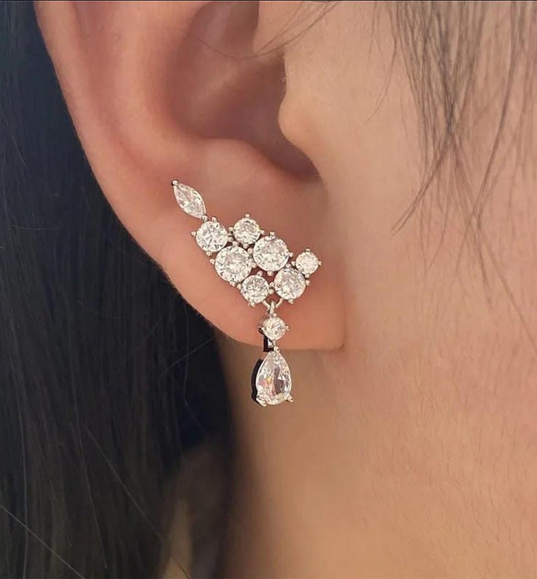 Cubic Zirconia cluster drop earring image